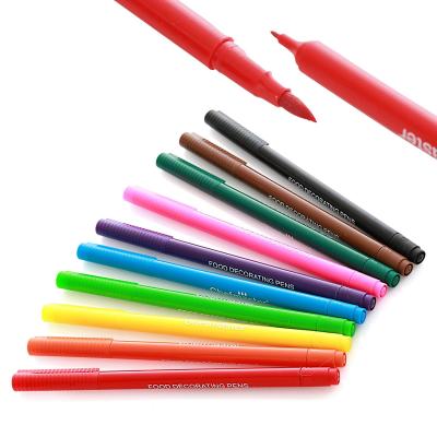 China New Dual Style Tip Dye Brush Ink Edible Edible Food Coloring Eaten Marker Pen for sale