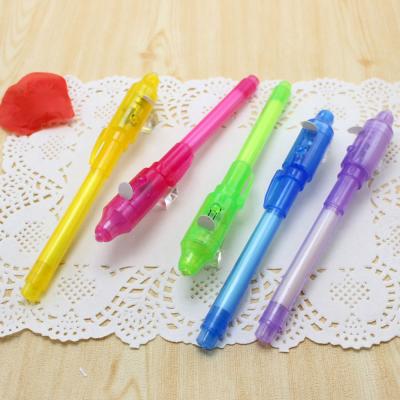 China Promotion Gifts Shining Toys Invisible Ink Pen Built In Magic Marker Pen 4 UV Light Package for sale