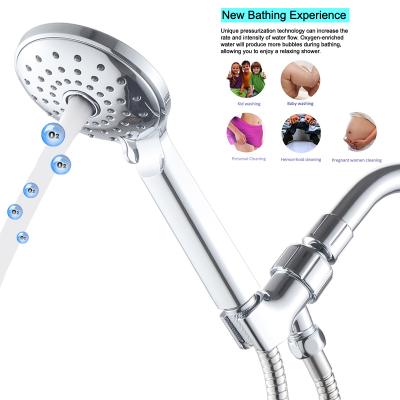 China Needle Free Multi-Functions Water Saving Handheld Shower Head Combo Set With Shower Arm Stainless Steel Hose for sale