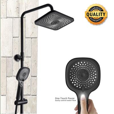 China AS7 Slide Bar Black Hand Shower Head Being Set With Height And Angle Adjustable Riser Bar Mixer Tap Faucet Shower for sale