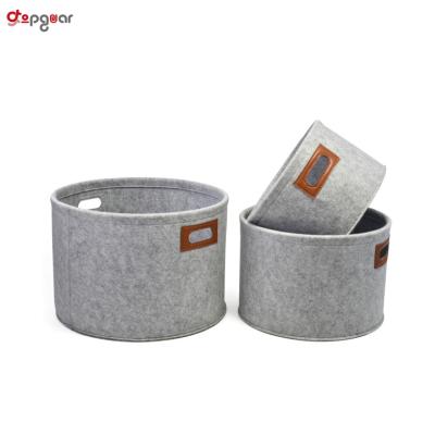 China New Viable Design Felt Large Laundry Hamper Basket For Toys Sundries Box Gray Storage Basket for sale