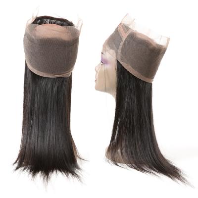 China Can be changed the design to any texture as you like stock 100% Virgin Brazilian Hair Wholesale Transparent Hair Bundles 360 Ear To Ear Big HD Lace Front Closure Headband for sale