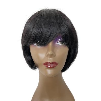 China Bob STOCK Factory Shot 613 Brazilian Peruvian Lead Hair Machine Made Virgin Human Virgin Pixie Cut Natural Curly Wig With Bang for sale