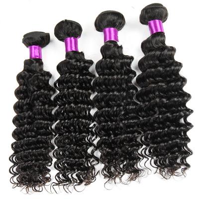 China Can be changed the design to any texture as you like Deep Wave Grade 7a Curly Double Weft Virgin Mink Double 100% Brazilian Hair Extensino Weave 3 Bundles With Closure for sale