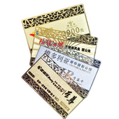 China Waterproof / Waterproof Custom Printing Luxury Metal Engraved Gold Plated VIP Card With Free Design for sale