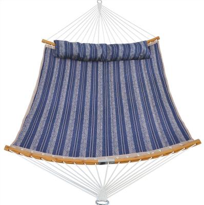 China Amazon Contemporary Hot Sale High Quality Outdoor Canvas Hammock Swing Bed with Wooden Stick and Pillow for sale