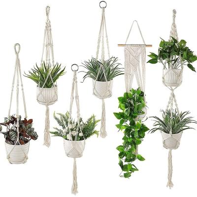 China BODI Modern Indoor Outdoor Home Decor Handmade Cotton Rope Flower Pot Holder for Plants Macrame Plant Hangers for sale