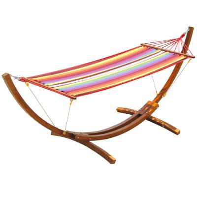 China BODI Modern 10' Wooden Hammock with Stand, Heavy Duty Curved Arch Hammock for Single, Multicolor for sale