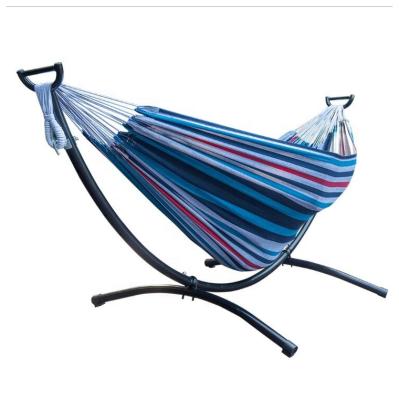 China Double Hammock Stand Portable Cotton Canvas Hammock Modern Foldable Adjustable Steel Hammock Stand With Stand for sale