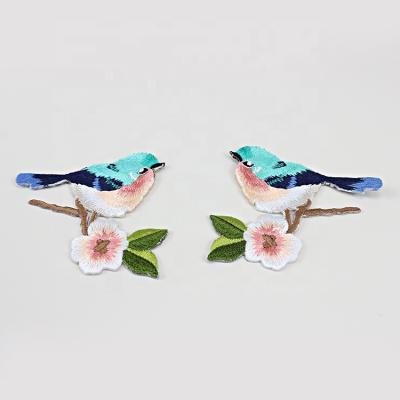 China 3D One Pair Custom Embroidery Patch Bird Badge For Clothes for sale