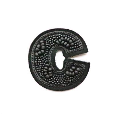 China custom 3D lace beaded fabric black letter patch for clothes for sale