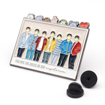 China Custom Free Sample Europe Crafts KPOP Music Korea Idol Lapel Badge Glitter Soft Hard Enamel Pin for sale