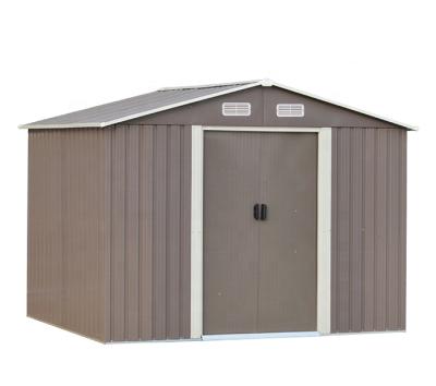 China Easily Assembled Outdoor Metal Storage Shed With Apex Roof Joiner 8 x 8 sq. ft. Hinged Drilled Door 4 Duct Warehouse for sale