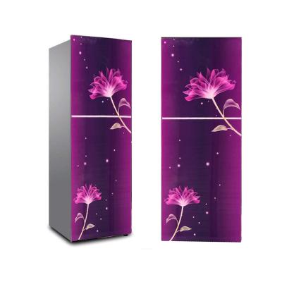 China Commercial Custom Full HD Printing Semi Transparent Pattern Tempered Glass Panel Fridge for sale