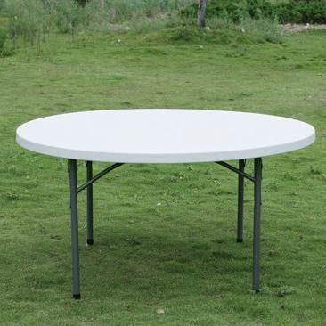 China Outdoor Table HDPE Blow Molding Banquet Table Plastic Round Folding Table for sale