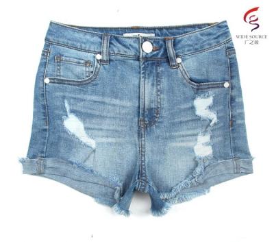 China Wholesale Ready Made Sexy Custom Denim Pants Women High Rise Distressed Jean Shorts for sale