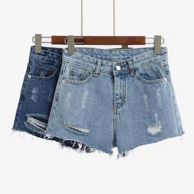 China GZY Breathable Women Running Jeans Shorts Skinny Denim Ripped Surplus Jean Women Shorts for sale