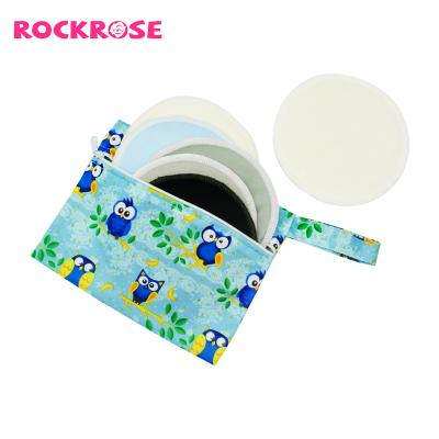 China Reusable Super Underwear Rockrose Bamboo Absorbency Super Pads And Laundry Bag Washable Waterproof Breast Pads for sale