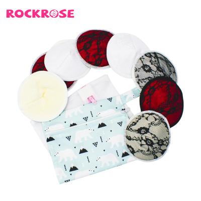 China Sexy Leakproof Underwear Rockrose Reusable Washable Organic Lace Fabric Care Pads Bamboo Breast Pads for sale