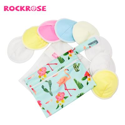 China Washable Reusable Organic Bamboo Breast Nursing Pads Rockrose 12x12cm for sale