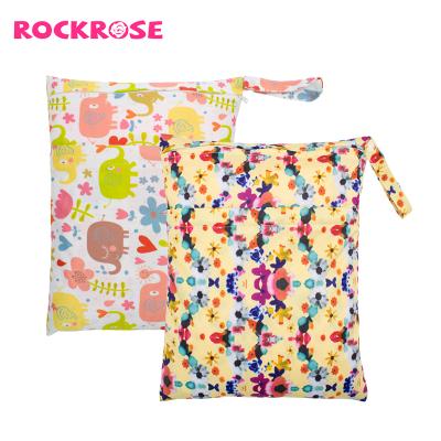 China New Arrival Custom Made Rockrose Water Resistant Baby Reusable Waterproof Diaper Bags Wet Diaper Bag Size 30*36cm for sale