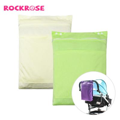 China Reusable Waterproof Rockrose Solid Color Water Resistant Baby Changing Wet Mat Diaper Swimwear Double Pocket Bag for sale