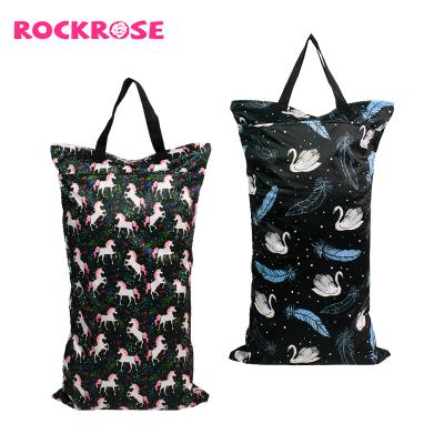 China Large Capacity Water Resistant Rockrose For Baby Swimwear Reusable Diaper Bags Wet Dry Wiper Pass Bag Beach Waterproof Diaper Big Zipper for sale