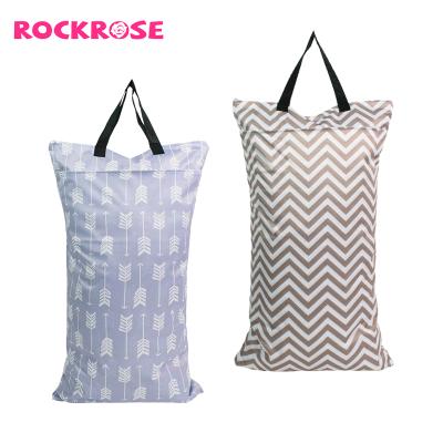 China Size 40*70cm Rockrose Water Resistant Printing Baby Diaper Custom Reusable Waterproof Wet Diaper Bag Wet Dry Bags for sale