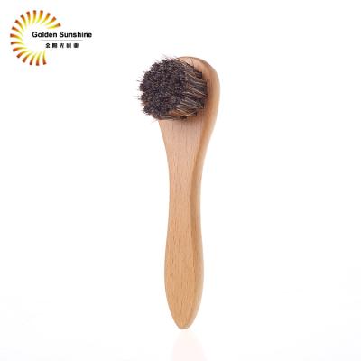 China Small Wooden Horsehair Shoe Cleaning Brush Shoe Cleaning Water Brush for sale