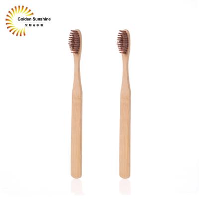 China LOGO Bamboo Toothbrush High Quality Disposable Custom Made Bamboo Bristle Toothbrush for sale