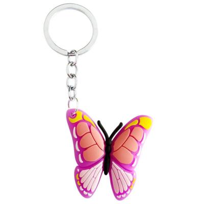 China Custom 2D Key Chain /3D Rubber Soft PVC Key Chain Promotion Gifts, Colorful PVC Butterfly Holder Embossed Key Chain Pin Badge for sale