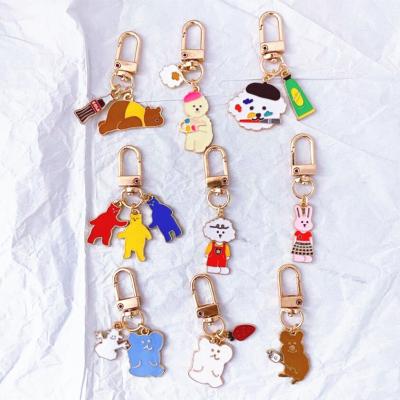 China Custom Soft Enamel Metal Key Chain Accessories, Personalized Animal Carabiner Cartoon Rabbit Dog Flower Key Chain Bag Charm DIY for sale