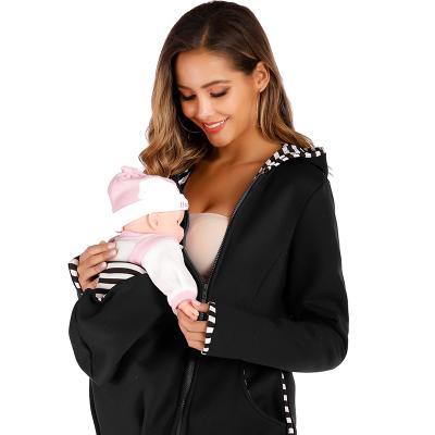 China Seefoun OEM Winter Pregnant Women Collar Mother Jacket Lactation Velvet Kangaroo Parenting Bag Breathable Top Nursing Clothes for sale