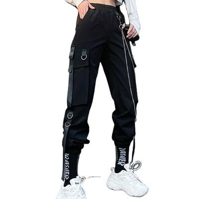 China Anti-wrinkle Seefoun OEM Casual Slim Black High Waist Cargo Pants Sheer Cargo Pants For Korean Women Cargo Pants For Women for sale