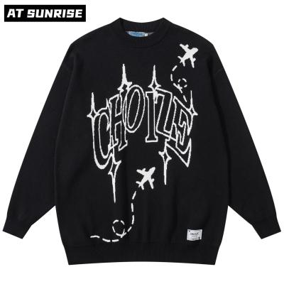 China Anti-Wrinkle Women Hip Hop Streetwear Harajuku Sweater Vintage Letter Anime Retro Knitted Sweater Autumn Cotton Pullover 2021 Black for sale