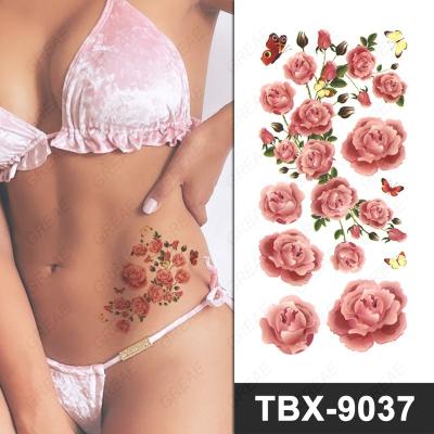 China Temporary Colorful Sex Rose Flower Temporary Tattoo Sticker Tattoos for sale