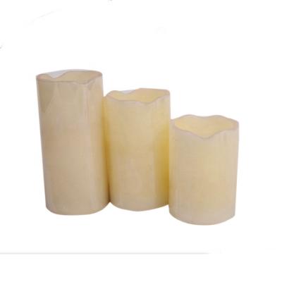 China Home Eternal Flameless Pillar LED Flameless Candle , Wax Melted Edge With Drip Effect Melt Top Ivory Real Wax LED Candles for sale