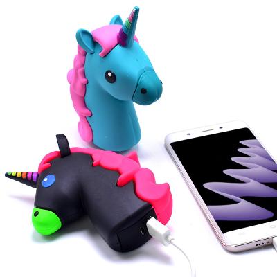 China Cute Funny Fast Charging Support Power Bank 2200mah Unicorn Shaped Power Bank PVC Material Charger for sale