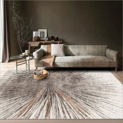 China Turkey Washable Nordic Modern Machine Made Luxury Gray And Gold Printed Living Room Home Bedroom Rugs Decorative Carpet for sale