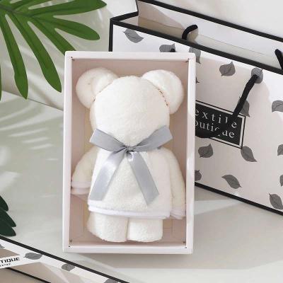 China Wholesale Viable Box Towel Soft Absorbent Soft Cute Bear Towel Coral Fleece Bear Shape Gift For Gift for sale