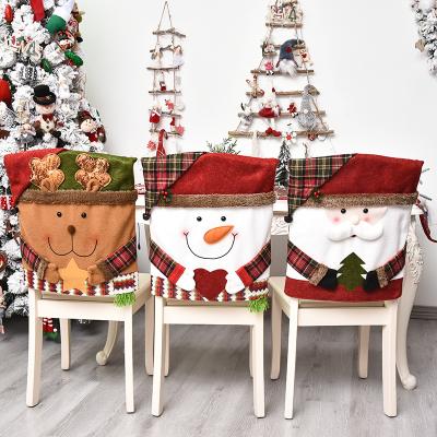 China New Durable Christmas Decoration Chair Cover Santa Snowman Elk Christmas Decoration Chair Cover for sale