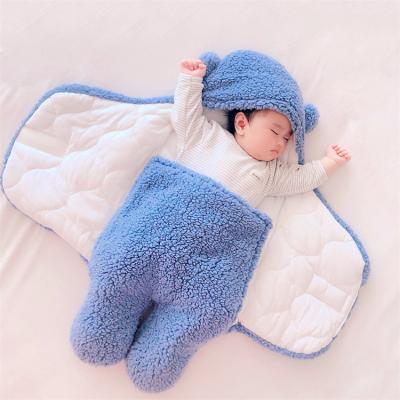 China Breathable Cute Bear Fleece Solid Soft Newborn Stroller Sack Sleeping Bag Wrap Envelope Baby Cotton Winter for sale