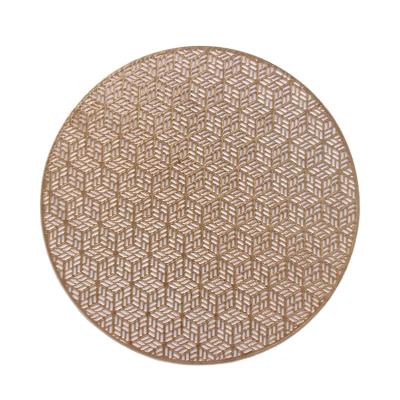 China Sustainable Anti-scalding Western Gold and Silver Round Decorative Dining Table Mat PVC Place Mats PVC Placemats for sale