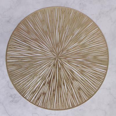 China Heat Insulation Hollow Round House PVC Firework Gold Place Mat Solid Color Solid Color Dinner Table Nordic Tanning Western Mat for sale