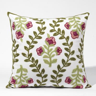 China Wholesale 45x45 Anti-Static 100% Cotton Embroidered Cushion Covers Flower Tropical Leaf Cushion Covers Decor Tile Case for sale