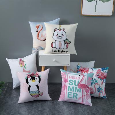 China 2021 PORTABLE Animal Printed Sofa Cushion Covers Lumbar Cushion Cover Home Car Cushion Case Cute Cartoon Flamingo Animal Printed Decorative Covers for sale