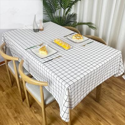 China Nordic Waterproof Plaid Cotton Canvas Waterproof Tablecloth Printed Table Cloth Dining Table Desk Cloth for sale