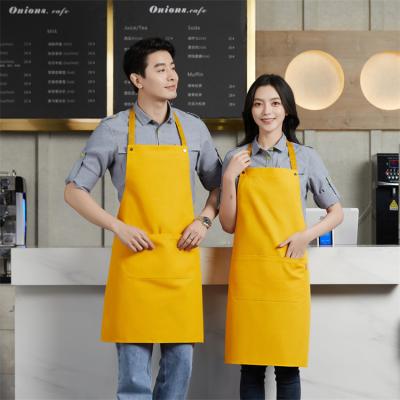 China Durable Waterproof Eco-friendly/Washable/Anti-fouling/Portable/Durable Polyester Plain Cotton Canvas Men Women Apron Bartender Home Kitchen Cooking Apron With Pockets for sale