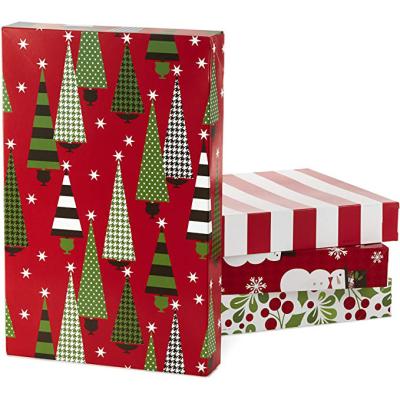 China Recycled Materials Christmas Gift Box With Patterned Shirt Box for sale