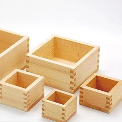 China China DIY Unfinished Multi Purpose Craft Wooden Box Without Lid / Wooden Tray Small Square Shape for sale